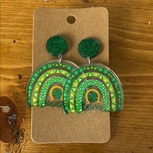 🍭 5 for $30 Lucky Green Rainbow Earrings